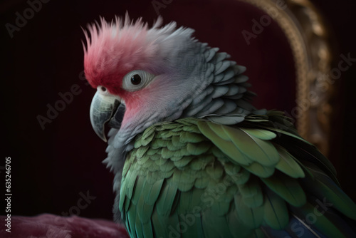 A green with pink parrot © Evarelle