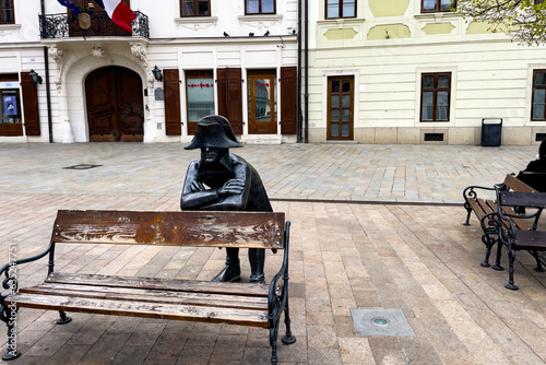 Napoleon's Army Soldier in the main square of Bratislava, Slovakia photo