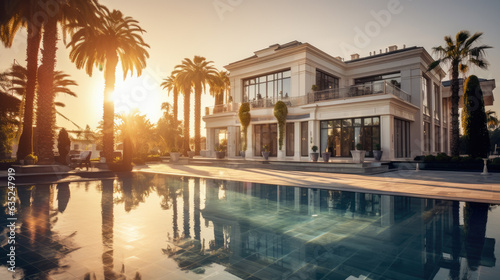 Luxury modern villa mansion, house tropical architecture © AdamantiumStock