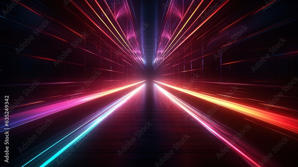 Light neon tunnel. AI generation Light neon tunnel. AI generation