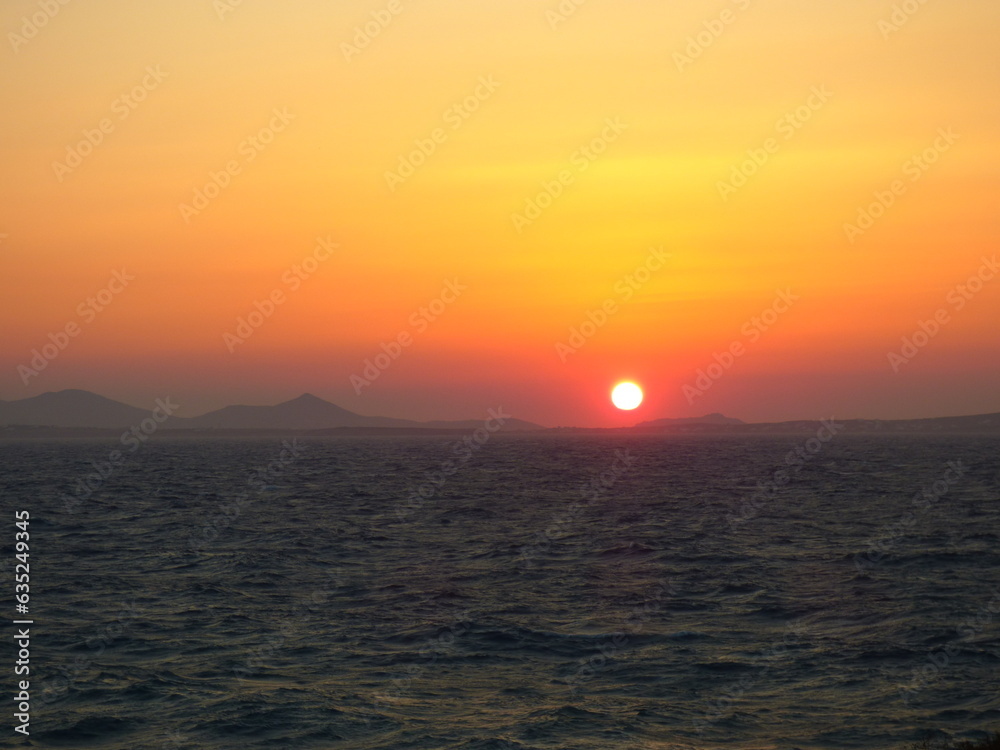 Sunset over the sea, Greece, Paros island
