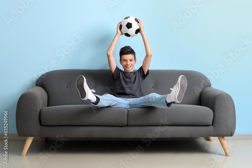 Little boy with soccer ball...
