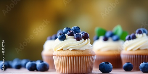 Blueberry cupcake on a blur background photo