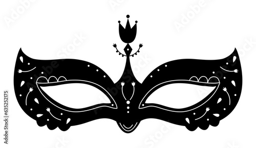 Black masquerade mask with white elements