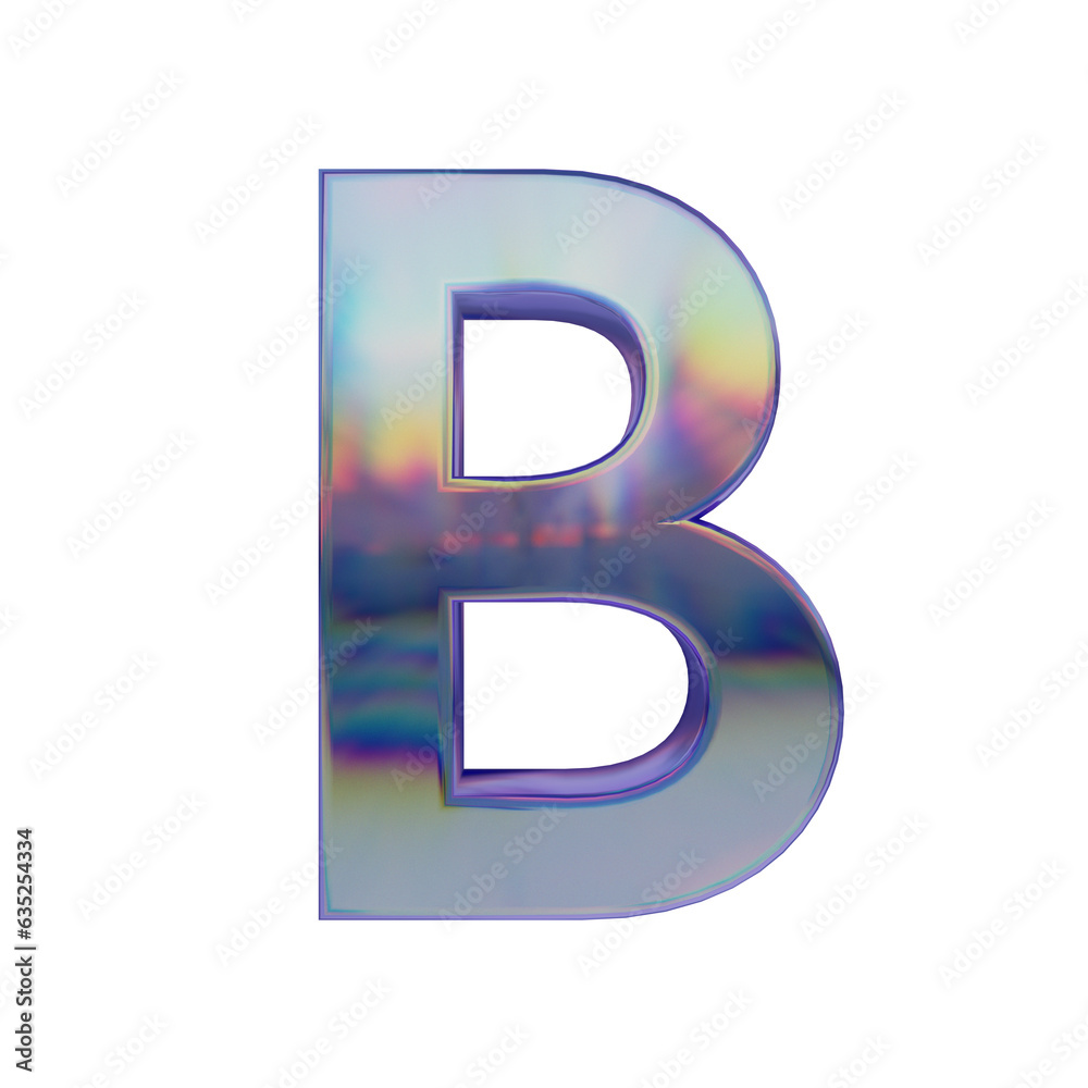 Crystal Letter made of dispersion chromatic glass isolated on transparent background. 3d render illustration Crystal Letter made of dispersion chromatic glass isolated on transparent background. 3d render illustration
