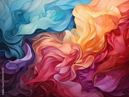 Illustration of a vibrant abstract painting depicting a mesmerizing wave of colors. Generative AI