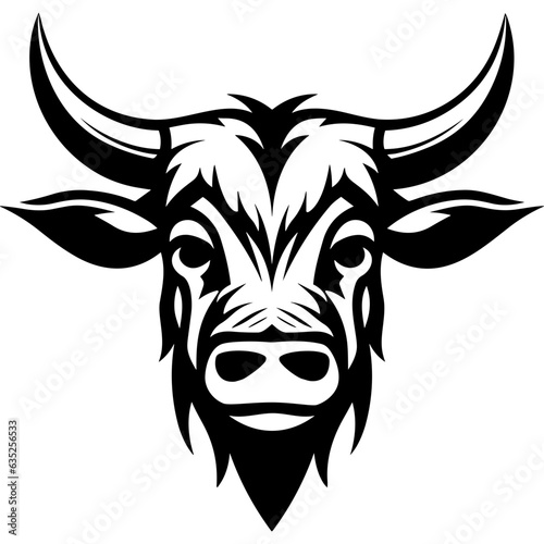 Highland cattle with horns logo black silhouette