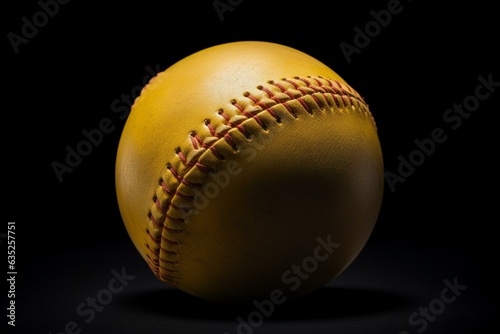 A solitary yellow softball with no background in png format. Generative AI