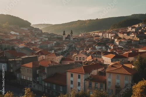 A picture of Lalín city in Galicia, Spain with a scenic background. Generative AI