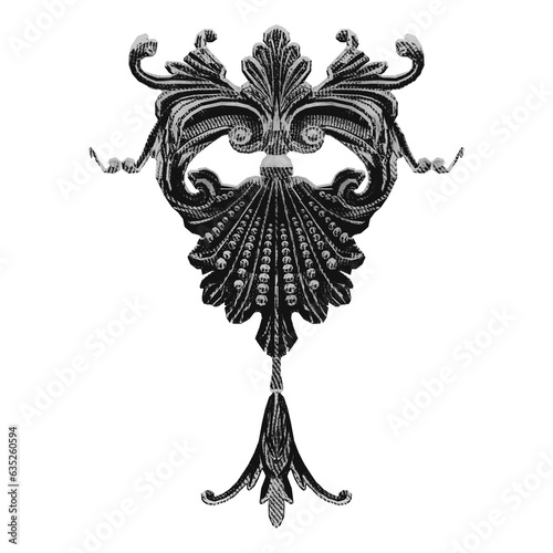 Baroque engrave ornaments. Ornate swirling floral motif