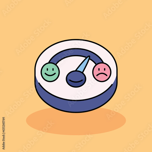 Satisfaction Meter Unhappy  Free vector cartoon icon illustration. customer experience icon concept isolated . flat cartoon style