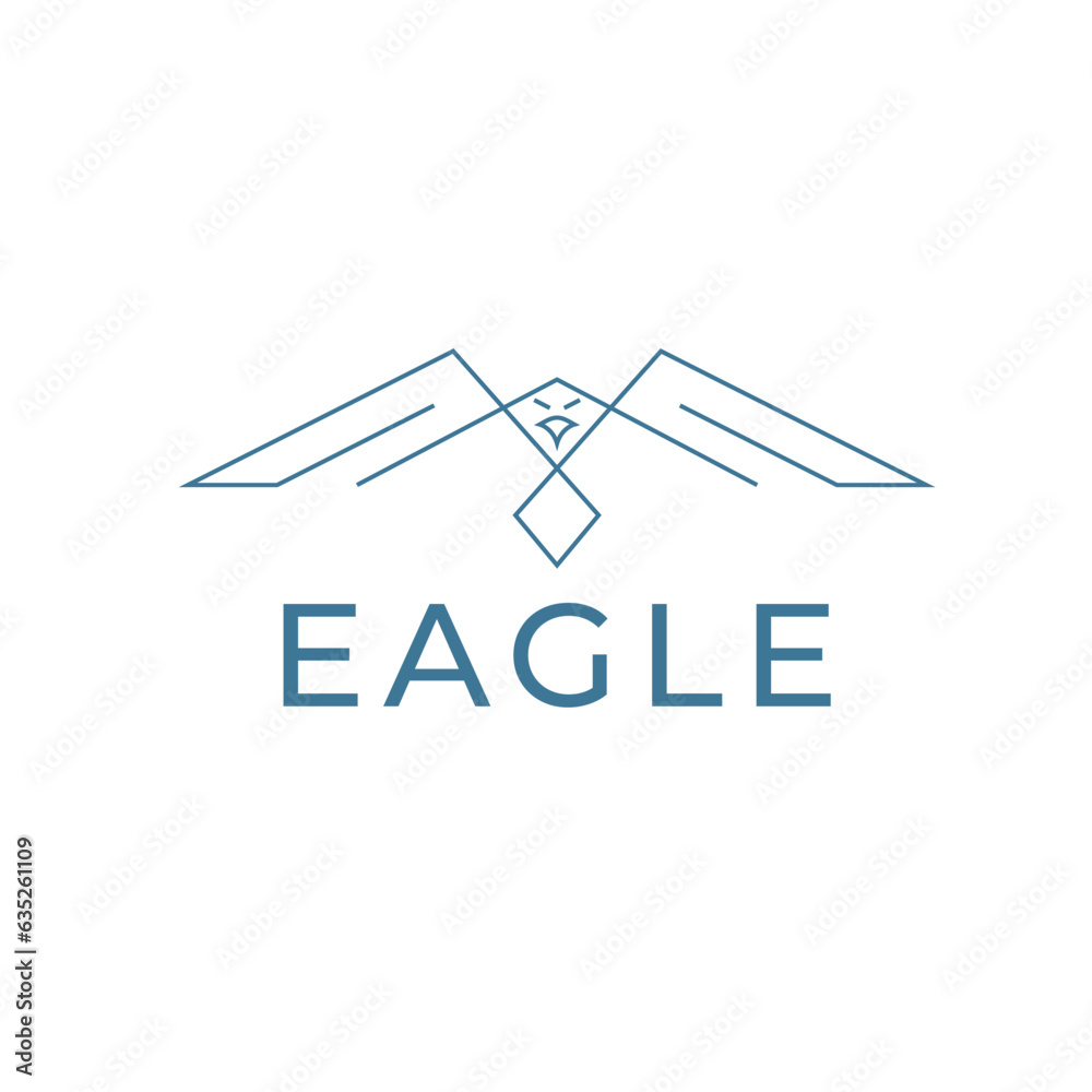 line art eagle logo with wings.Vector illustration Stock Vector | Adobe ...