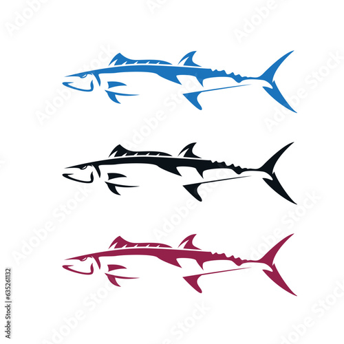 Sleek barracuda logo. Conveys power, agility, and determination. Vector illustration.
