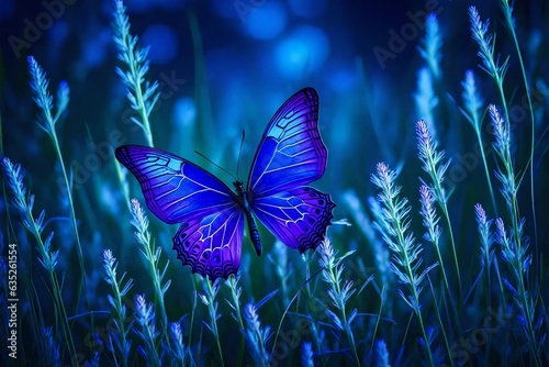 blue butterfly on green grass
