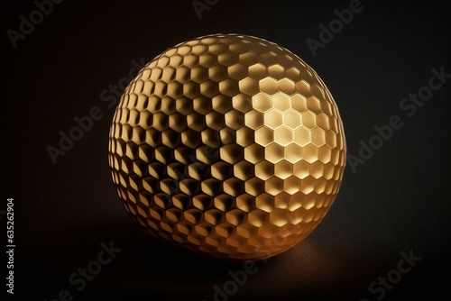 A gold-colored golf ball. Generative AI