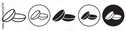 Contact lenses symbol Icon. Vector set of eye care glass protection of cornea balls to clear vision of eyesight problem. Flat outlined sign of optical eyeglasses support by ophthalmology oculist