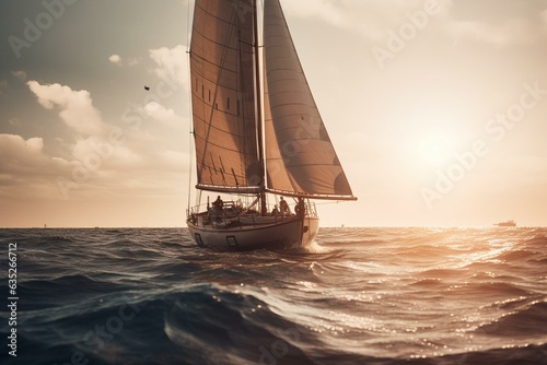 Artistic depictions of sailboats and yachts. Generative AI © Edward