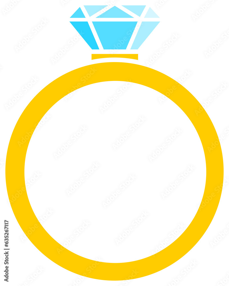 Diamond ring with a blue gem icon silhouette. Diamond ring with a blue gem icon silhouette.