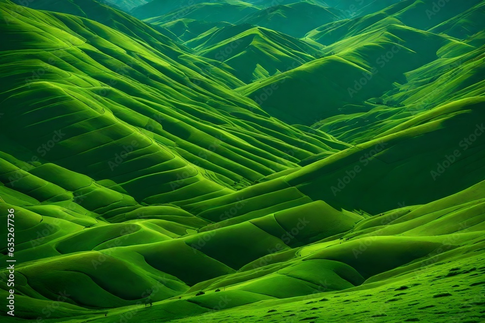 green rice terraces in island
