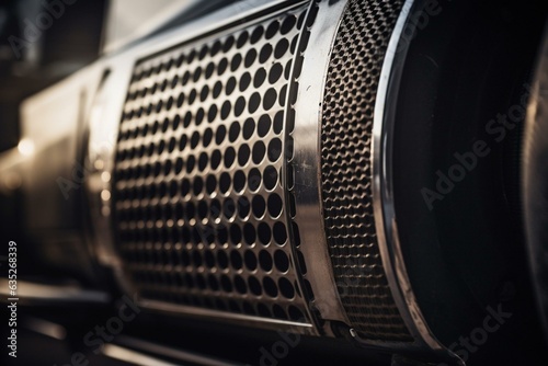 Detailed view of a truck's clean diesel particulate filter (DPF). Generative AI