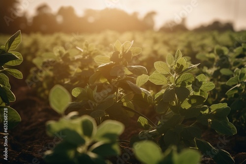 Sustainable soy farm for agro business. Generative AI
