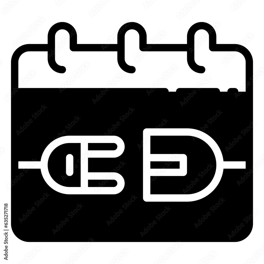 calendar disconnect icon, glyph icon style calendar disconnect icon, glyph icon style