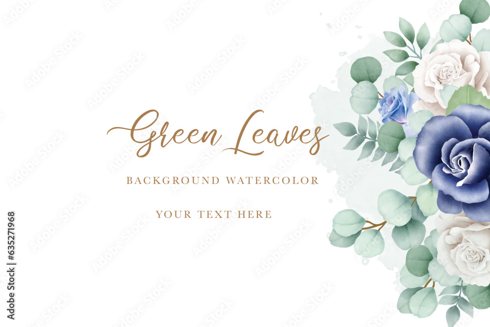  elegant wedding invitation card with blue flowers