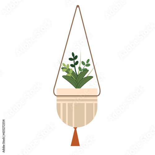 Simple hanging house plant vector illustration, flat design style