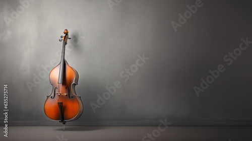 Double Bass on the grey background