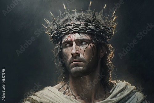 Sacred Suffering: Hyper-Realistic Rendering of Jesus Christ's Crowned Profile 