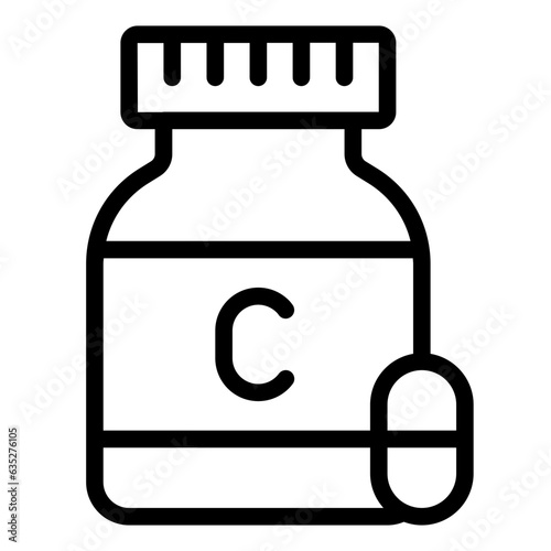 Bottle of Vitamin C outline icon