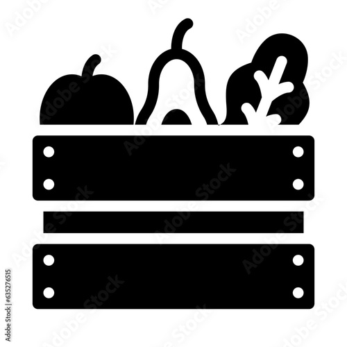 Fruit and Vegetable on the box solid glyph icon
