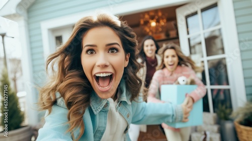 Happy young woman at a birt...