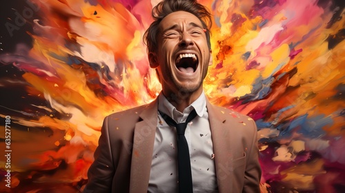 Man in an explosion of colo...