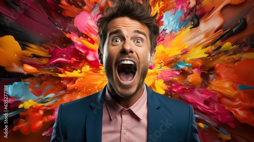 Man in an explosion of colo...