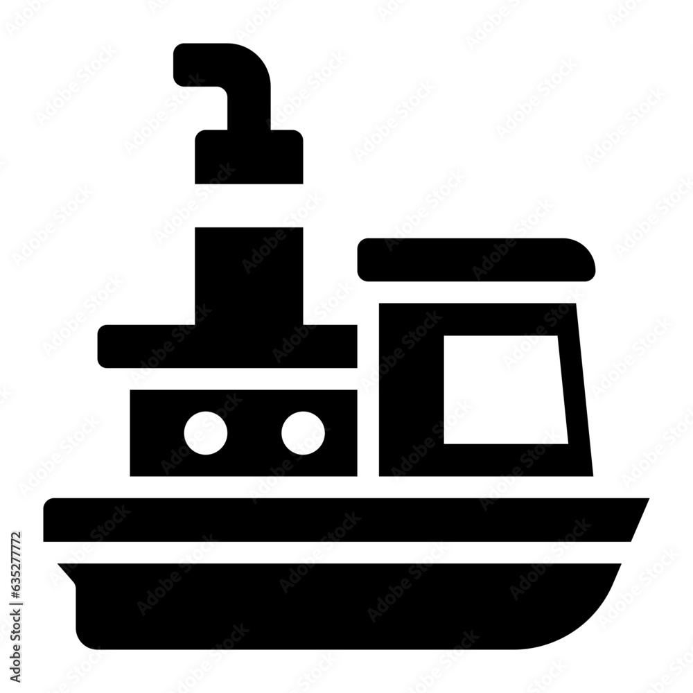 Tug Boat transportation solid glyph icon Tug Boat transportation solid glyph icon