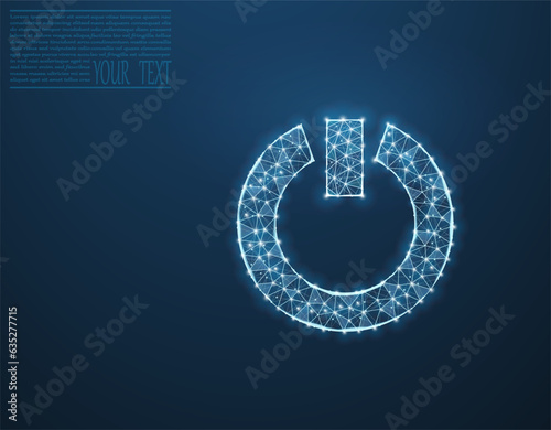Vector illustration of power button. Energy, electrical technology concept. Power button icon made from grid and dots.