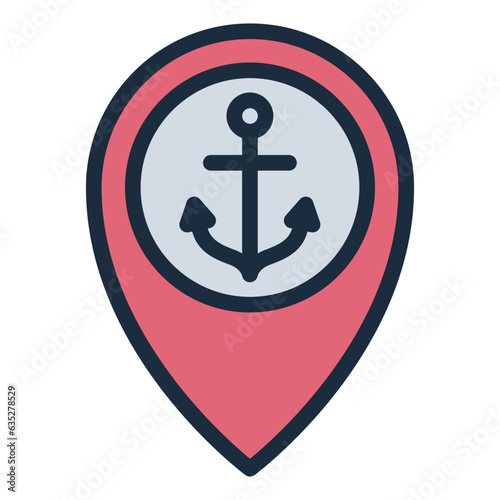 Harbour Location pin filled line icon