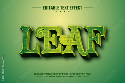 Leaf 3D editable text effect template
