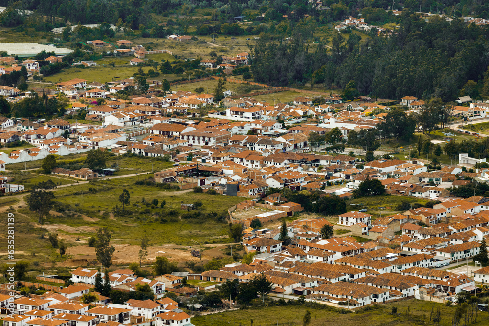 Aerial panoramic view of Villa de Leyva, Colombia