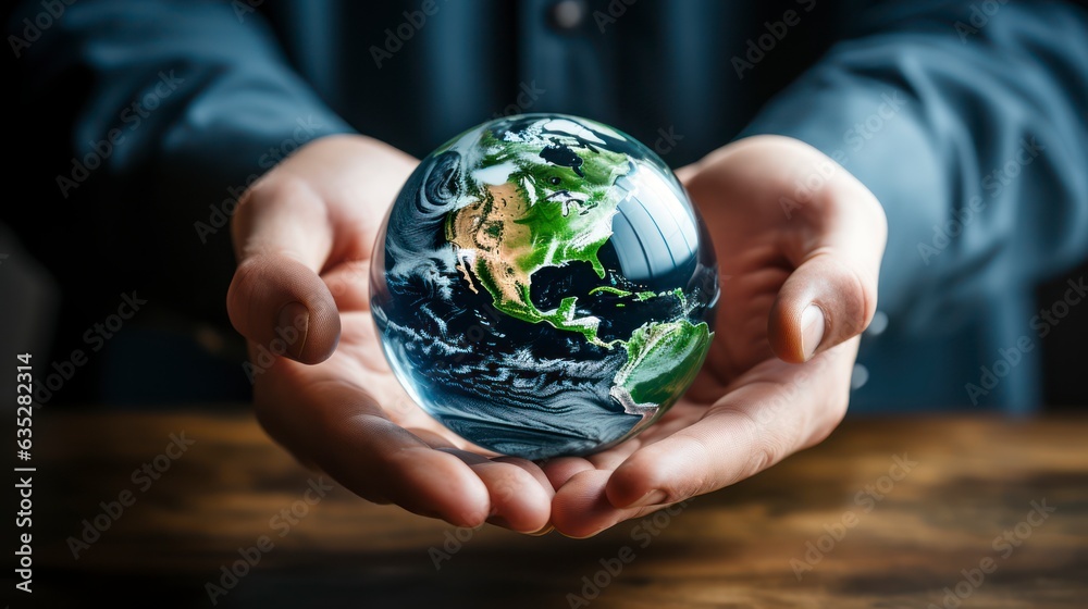 Human Hands Cradling the Earth Represents Protecting Our Planet Through Collective Environmental Responsibility Human Hands Cradling the Earth Represents Protecting Our Planet Through Collective Environmental Responsibility