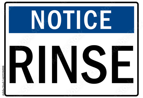 Food safety sign and labels rinse