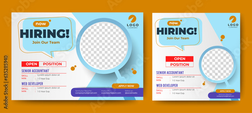 Job vacancy, hiring or recruitment social media banner post template. vector