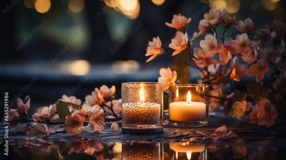 Fototapeta premium christmas candle and christmas tree