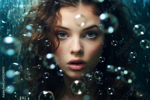 A close-up portrait photograph of a beautiful young woman, Generative Ai