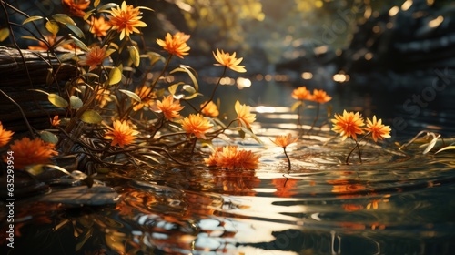 autumn leaves in water © Kanchana