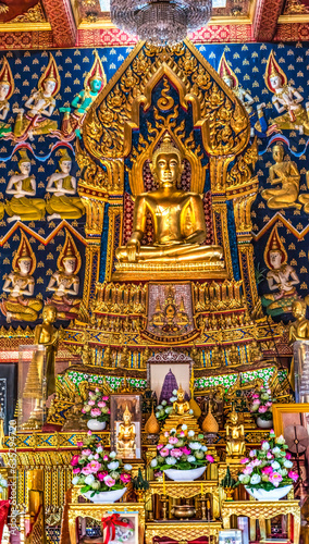 Colorful Buddha Main Hall Wat That Temple Sanarun Bangkok Thailand © Bill Perry