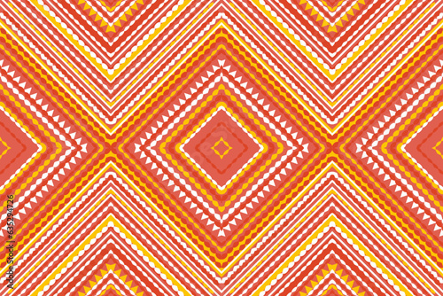 Seamless design pattern, traditional flower geometric zigzag pattern.red white yellow vector illustration design, abstract fabric pattern, aztec style for print textiles 