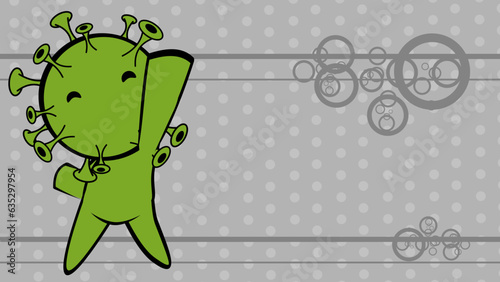 covid cacharacter cartoon background illustration card in vector format