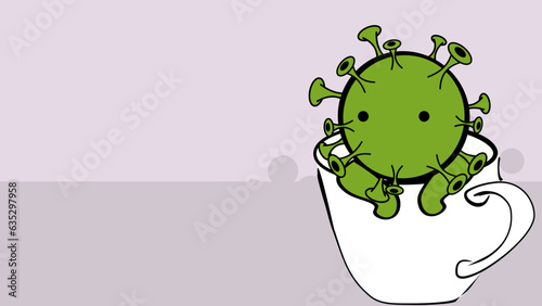 covid cacharacter cartoon background illustration card in vector format